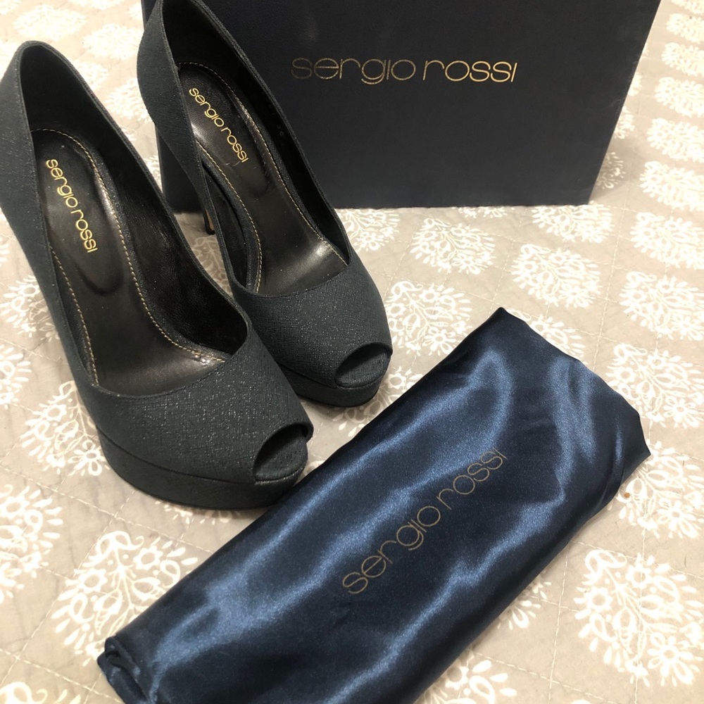 Sergio Rossi Black Peep Toe Heels
